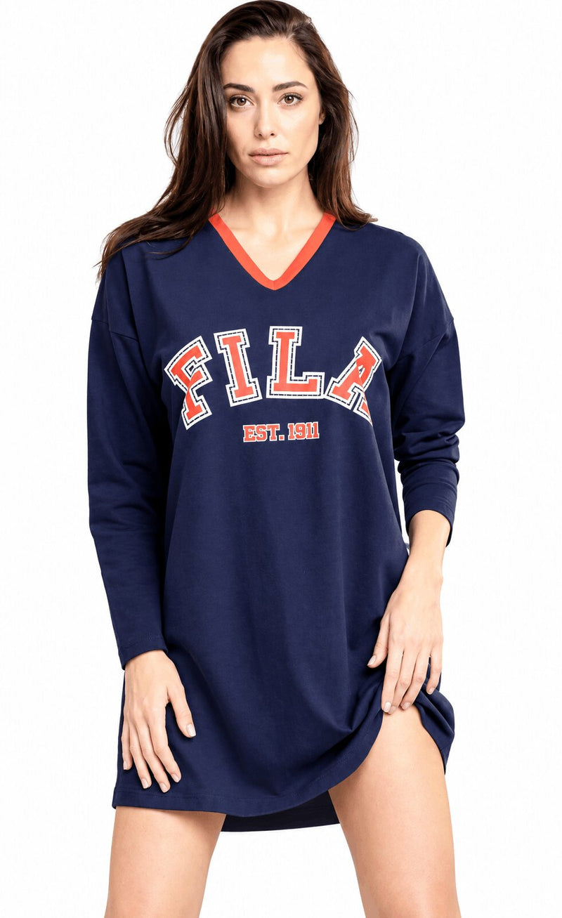 Abito Casa Donna Fila 4072 Maxi Maglia in Cotone Caldo Invernale con Scollo a V
