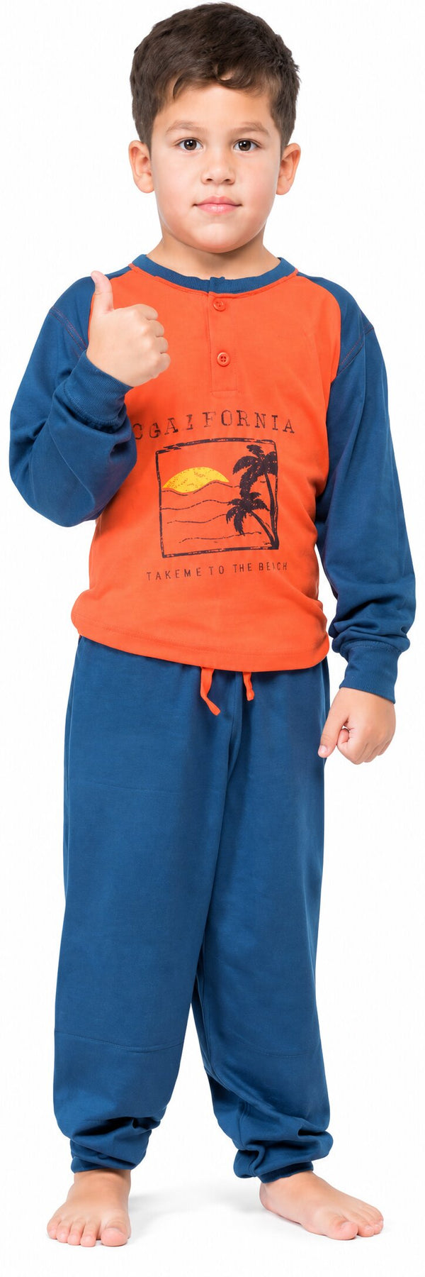 Pigiama bambino lungo Karelpiù 0165 in cotone jersey con stampa frontale