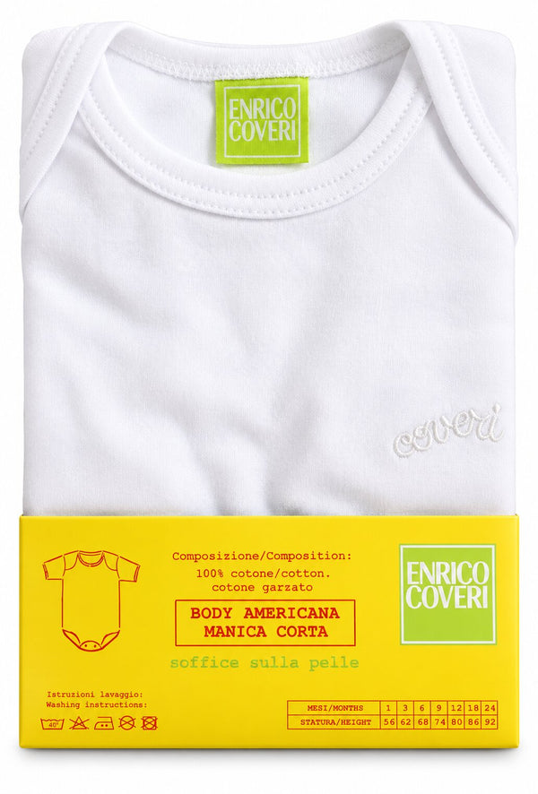 Body Neonato Enrico Coveri in cotone felpato bianco 