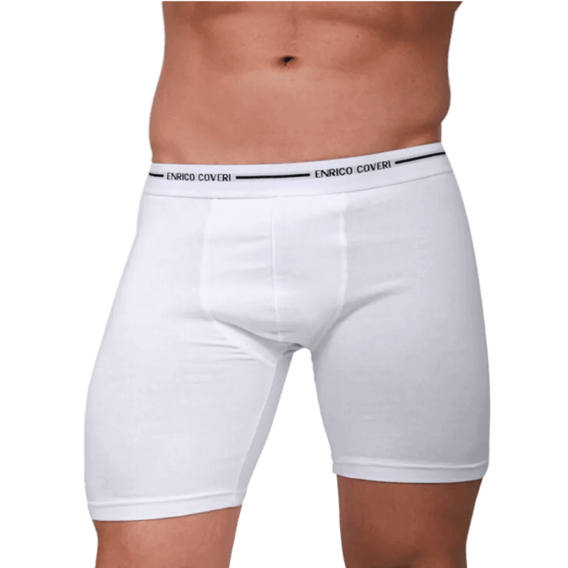 Boxer uomo intimo bianco long cotone elasticizzato Enrico Coveri EB1000