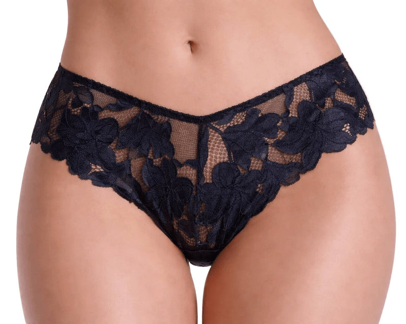 Brasiliana in pizzo nera Love and Bra Kim con taglio a V