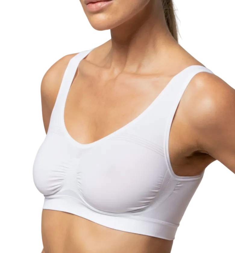 Brassiere Donna Bianco in Microfibra Seamless Spalla Larga by Pompea
