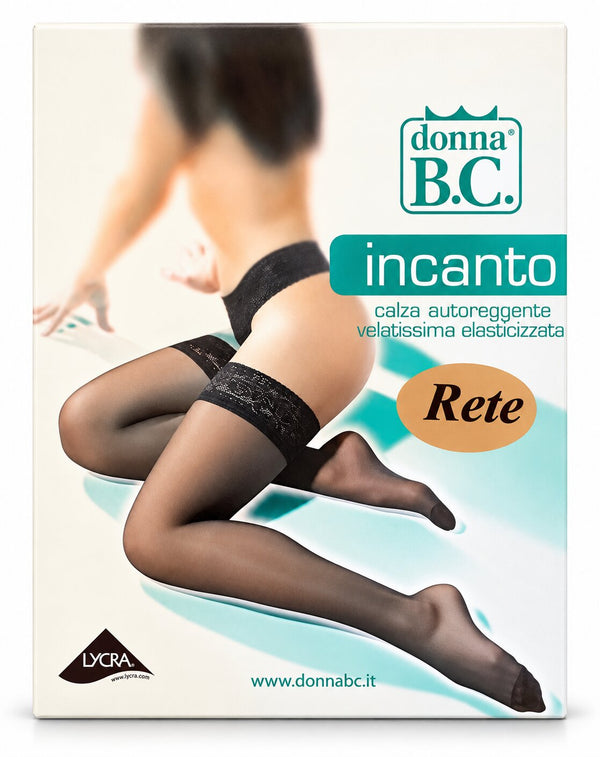 Calza Autoreggente Donna a Rete Pescatore B.C. Incanto con Bordo in Pizzo