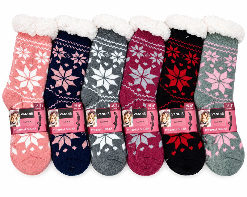 Calze Donna Termiche Antiscivolo Thermal Socks 7121 con interno in pelliccia
