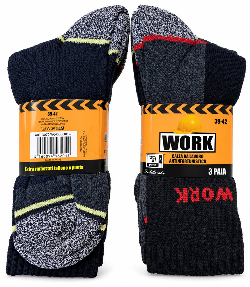Calze Uomo Corte da Lavoro Antinfortunistiche in spugna Work 3070