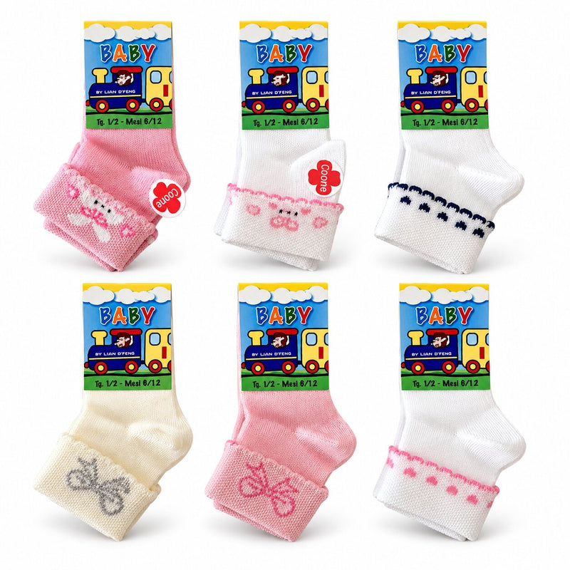 Calzini Baby Neonata Leon D’Oro 400 Corti in Cotone - Confezione 3 Paia