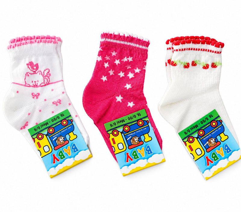 Calzini Baby Neonata in cotone Leon D'Oro 409 con bordo elastico - Confezione 3 Paia