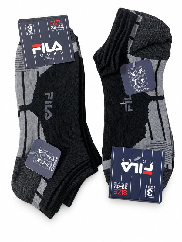 Calzini Corti Tecnici Unisex MultiSport Fila 1185 neri - Confezione 3 Paia