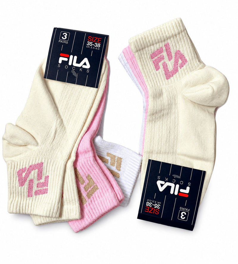 Calzini Donna Corti Fila 9302 in cotone elasticizzato sportivo - Confezione 3 Paia