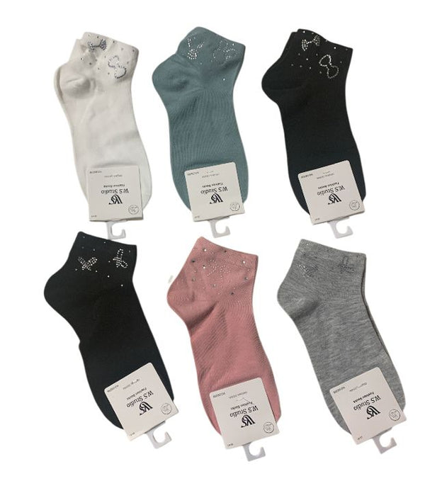 Calzini Donna W.S Studio 6206 Corti alla Caviglia con Brillantini in Cotone