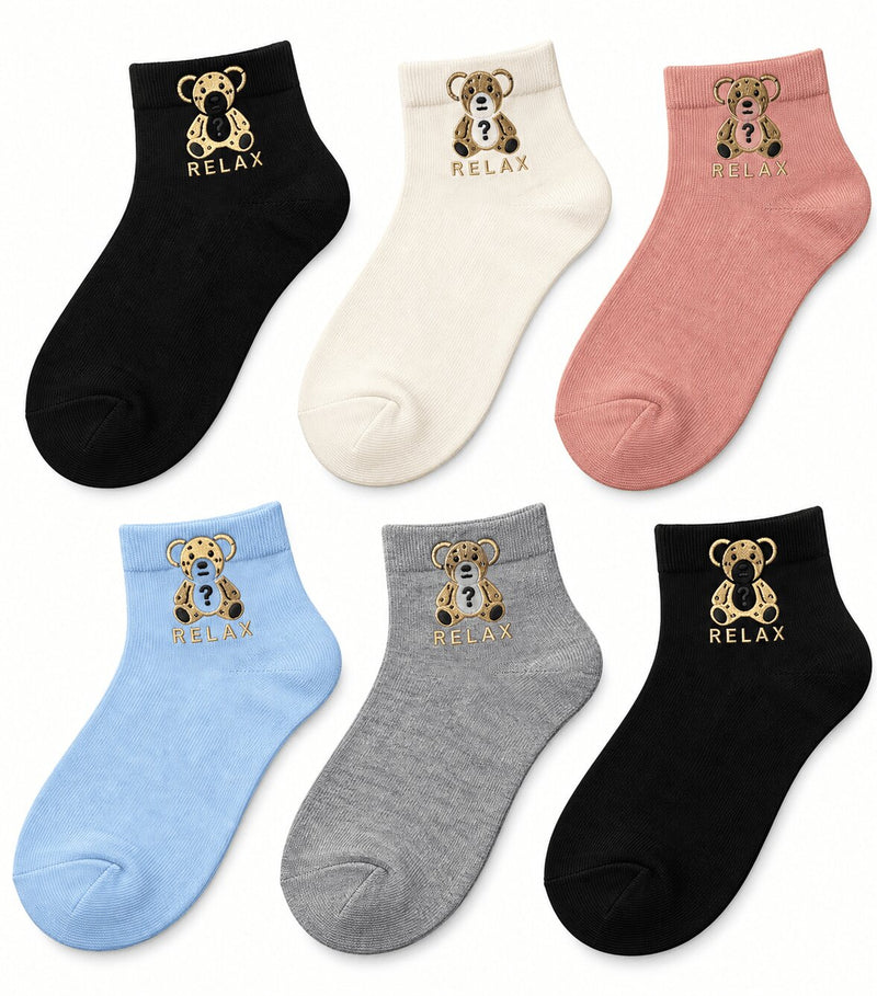 Calzini Donna Yemen 912 Corti in Cotone con Applicazione Bear