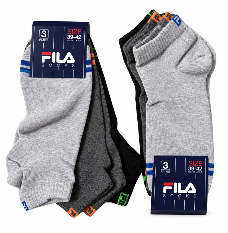 Calzini Unisex Sport Fila 1206 alla caviglia in cotone elasticizzato - Confezione 3 Paia