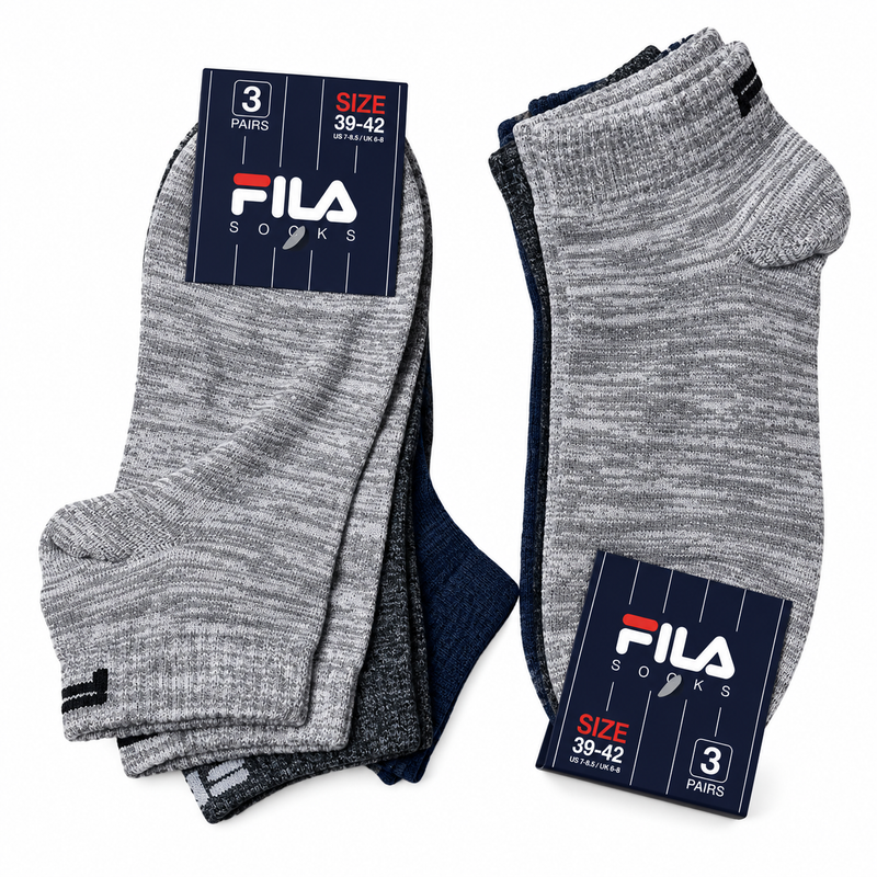 Calzini sportivi unisex Fila 1207 alla caviglia in cotone - Confezione 3 Paia