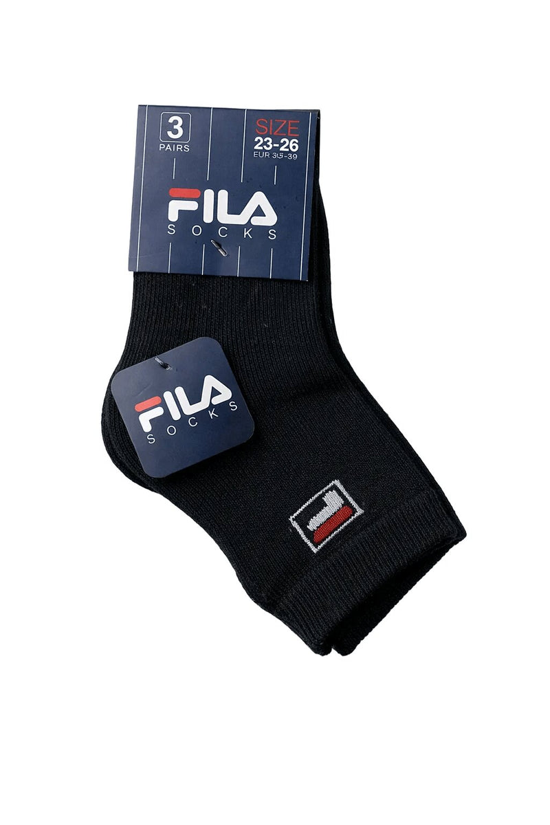 Calzino Bimbo Corto in Cotone Nero Fila 1042