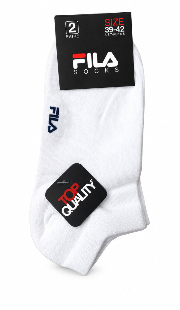 Calzino Corto Unisex Sport Fila 1366 in Cotone Bianco - Confezione 2 Paia