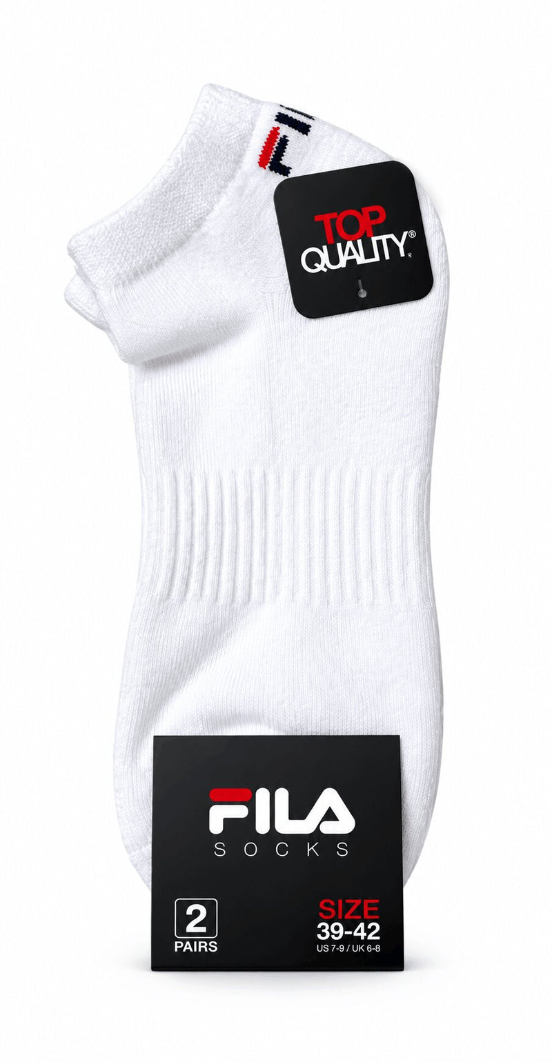 Calzino Corto Unisex con Sottopiede in Spugna Fila 9804 bianco - Confezione 2 Paia