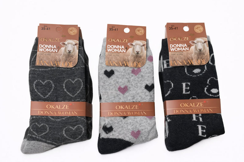 Calzino Donna Corto Okalze in Lana 80% Caldissimo - Confezione 3 Paia