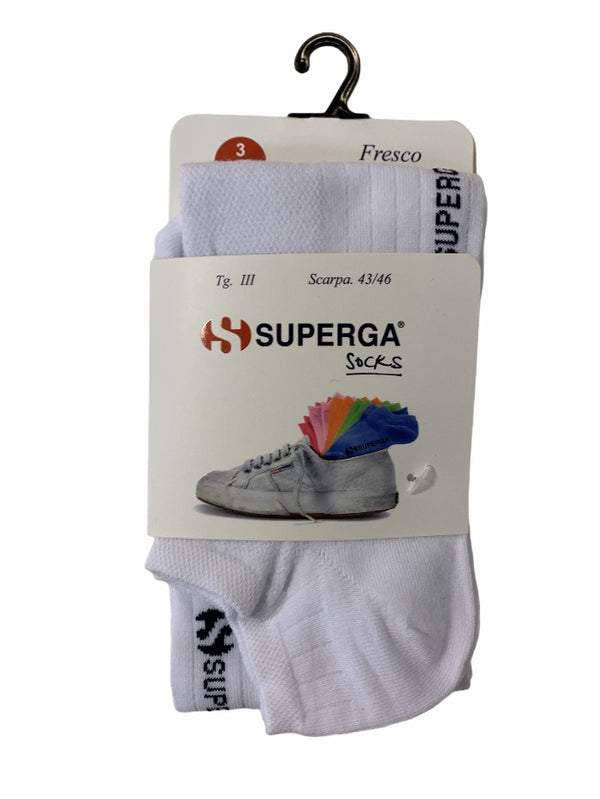 Calzino Uomo Fantasmino Superga 3074  Bianco in Fresco Cotone