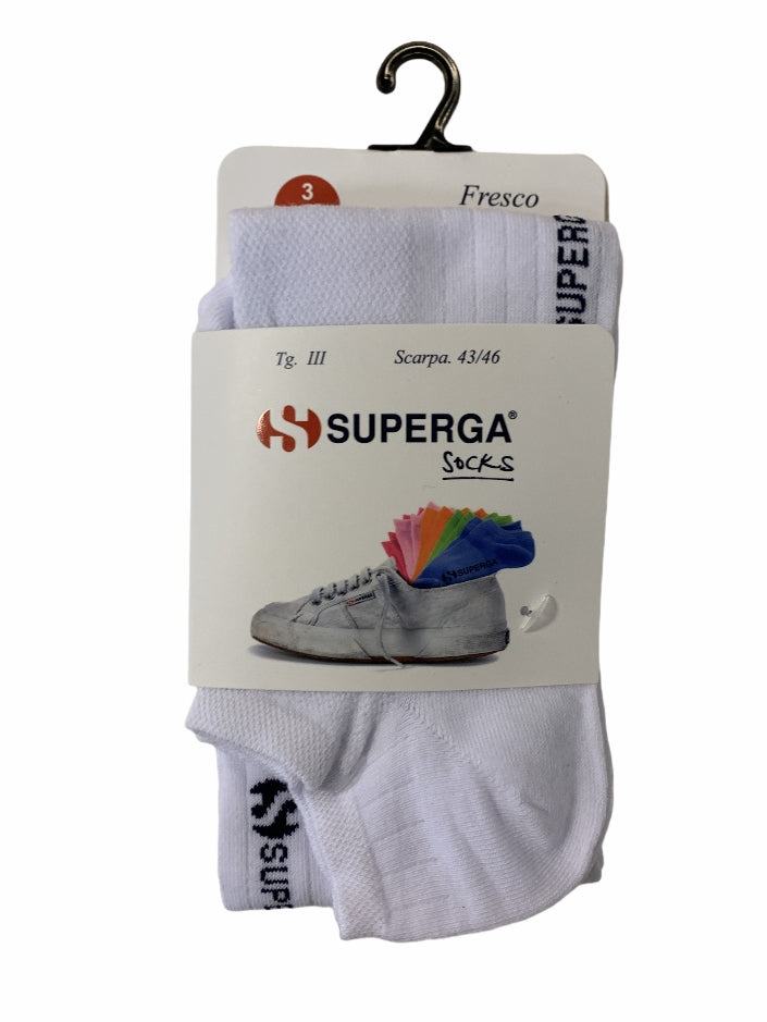 Calzino Uomo Fantasmino Superga 3074  Bianco in Fresco Cotone