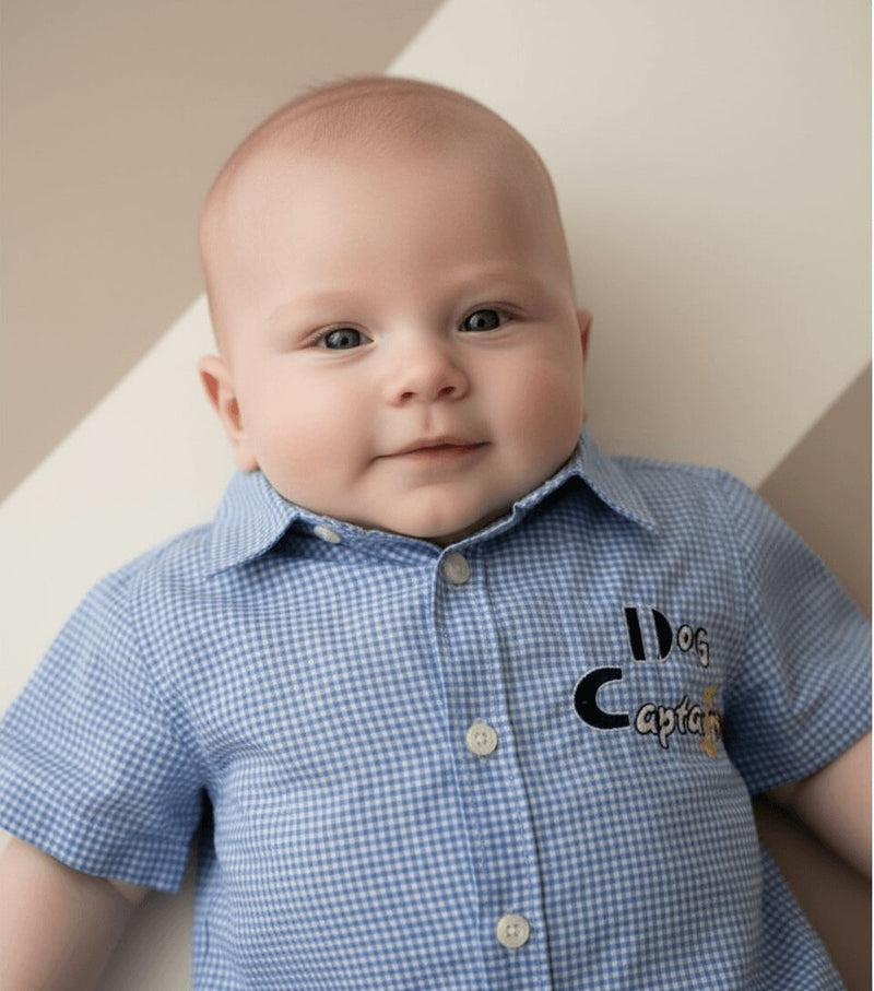 Camicia Neonato Melby a Quadretti in Puro Cotone