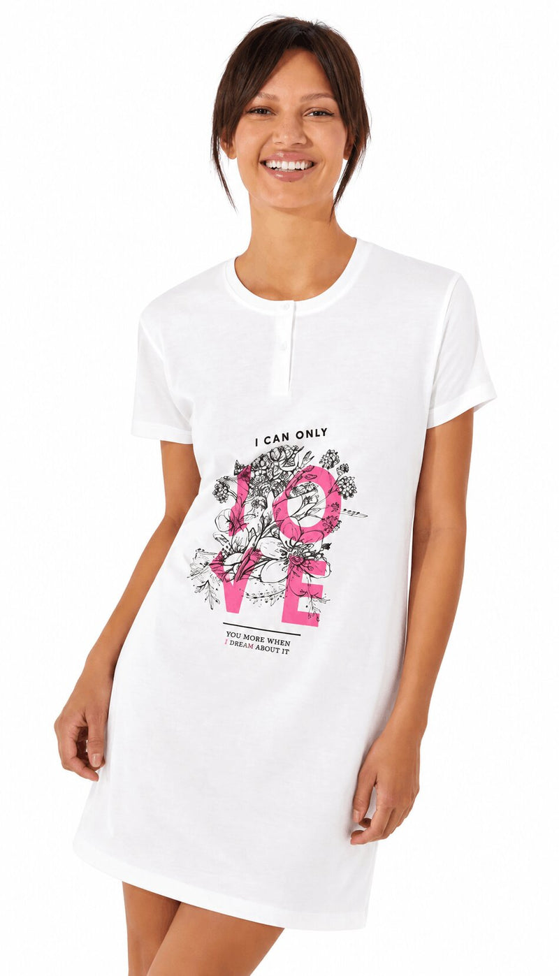 Camicia da Notte Donna Enrico Coveri in Cotone Jersey Manica Corta