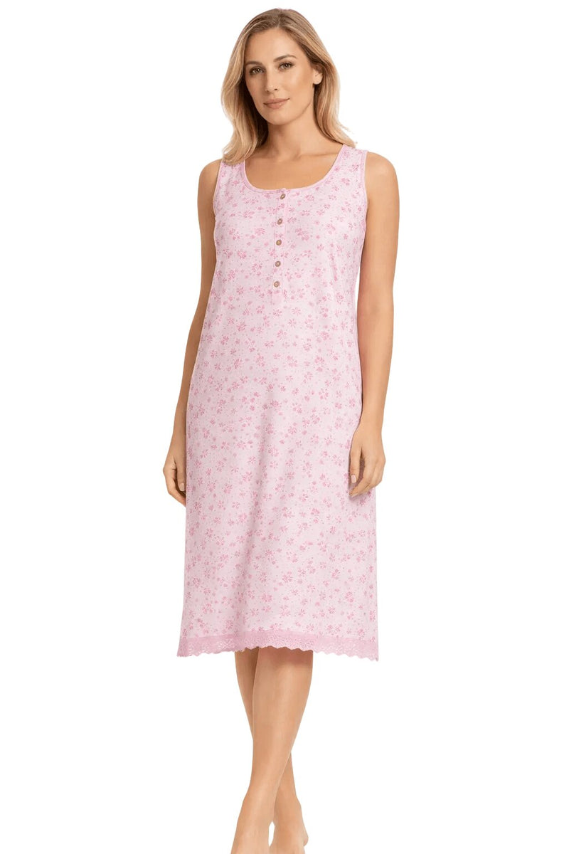 Camicia da notte rosa spalla larga