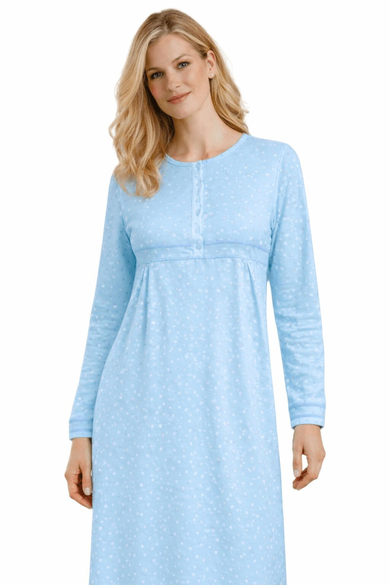 Camicia da notte donna Linclalor 92019 in caldo cotone interlock con fantasia a cuoricini