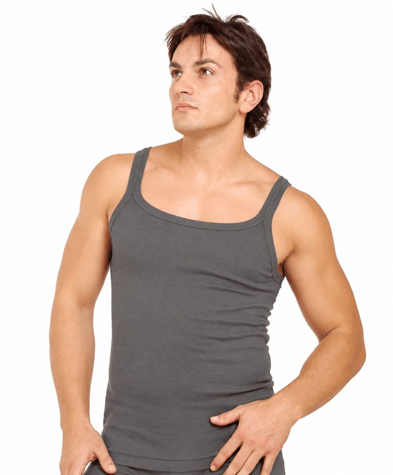 Canottiera Uomo Nottingham 1288 Spalla Stretta in Cotone Elasticizzato Verde Militare