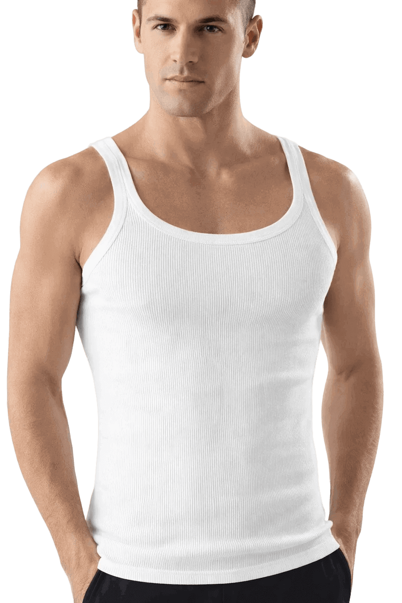 Canottiera uomo bianca intimo classica 100% cotone costine Cagi 1100