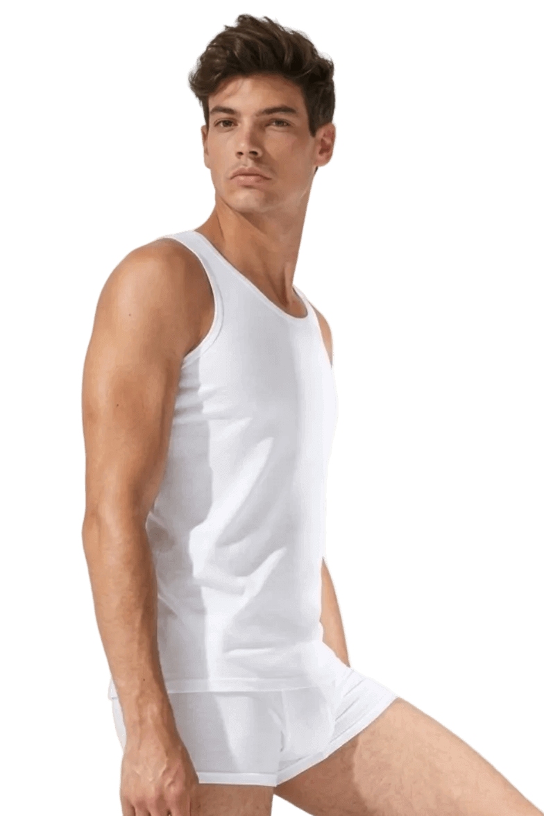 Canottiera uomo bianca intimo spalla larga cotone 100% Enrico Coveri ET1102