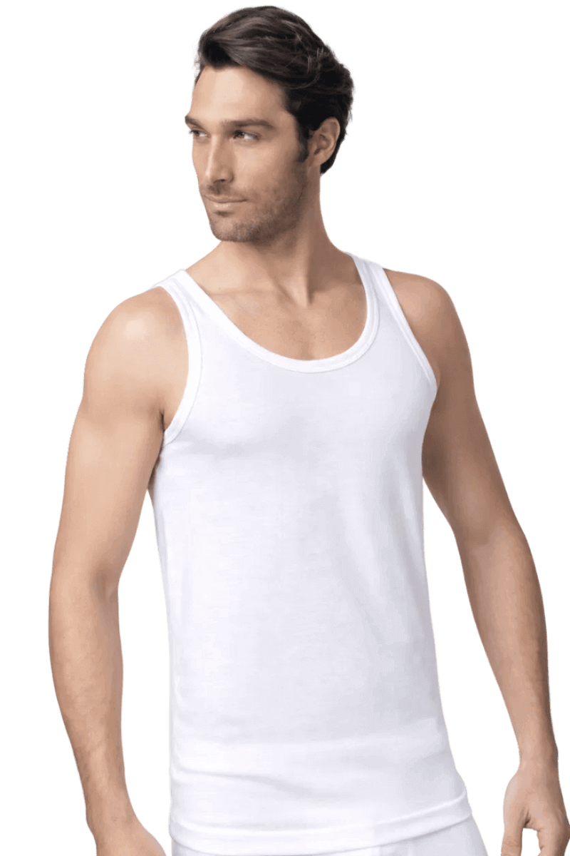 Canottiera uomo bianca intimo spalla larga cotone pettinato Nottingham 714