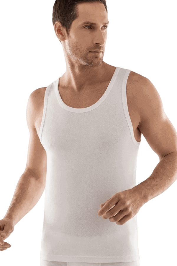 Canottiera uomo bianca intimo spalla larga lanacotone Liabel 5321 223