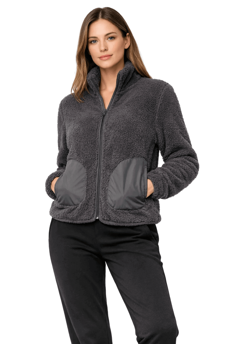 Jadea Tuta donna pile sherpa caldo giacca aperta e pantalone felpato 5149