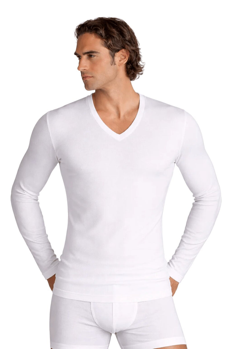 Ciesseti Maglia Uomo Bianca Scollo a V Manica Lunga Art. 42018