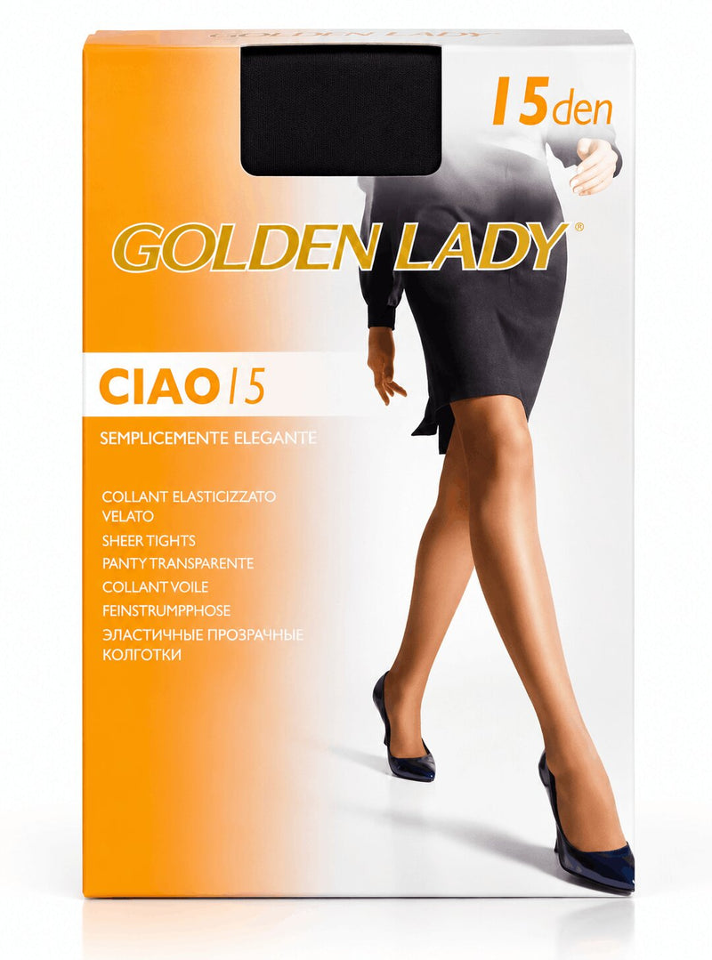 Collant Donna Golden Lady Ciao 15 Velato Elasticizzato 15 Den con Cuciture Piatte