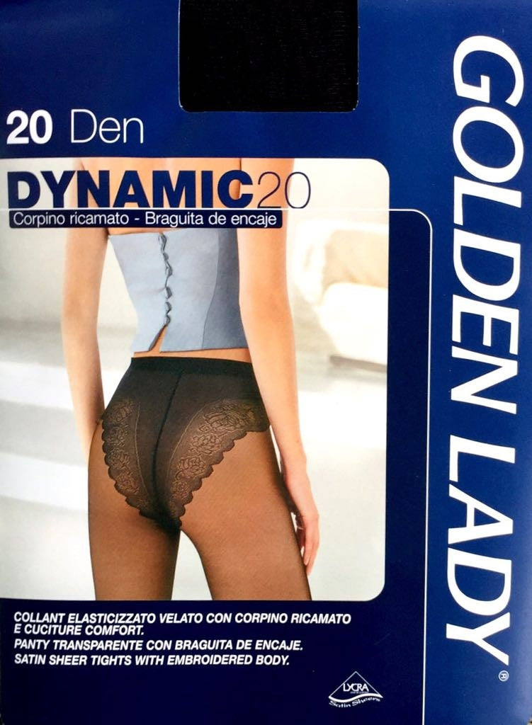 Collant Donna Golden Lady Dinamic 20 Denari Velati con Corpino Ricamato
