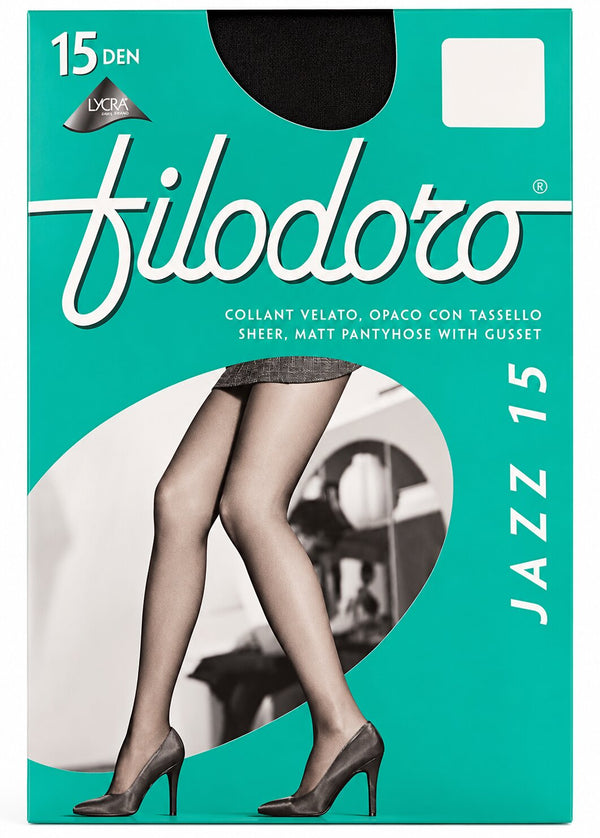 Collant Donna Velato Opaco Filodoro Jazz 15 Elasticizzato 15 Den con Tassello