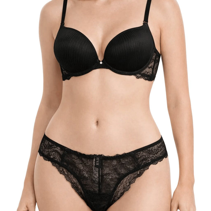 Completo Donna Nero Push-Up con Brasiliana Lormar Starlight