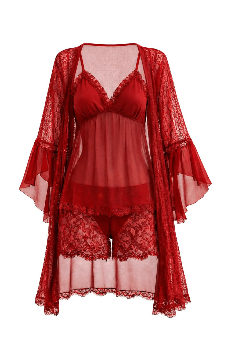 Completo Donna Rosso Vestaglia e Babydoll Sexy Diva by prive'