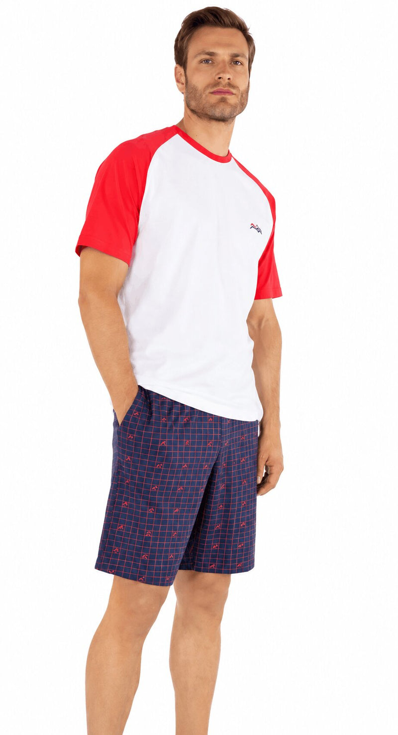 Completo Uomo Fila 1182 Sport Corto in Cotone Jersey con Pantalone a Quadri