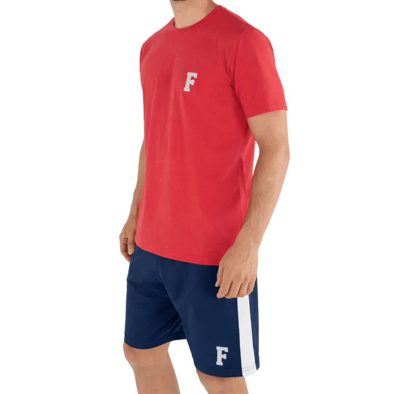 Completo Uomo corallo e blu Sport Corto in Cotone Fila 
