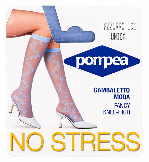 Gambaletto Donna Moda Velato Pompea Effetto con Disegno Geometrico