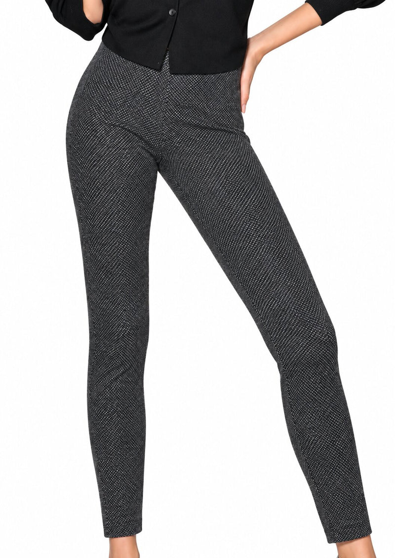 Leggings Donna Jadea 4537 in Viscosa Invernale con Effetto Spigato e Fascia a Contrasto
