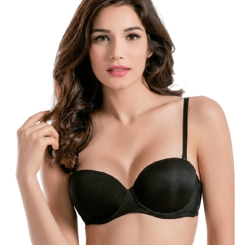 Love and Bra Reggiseno Nero Fascia Balconcino Imbottito con Ferretto Microfibra | Cindy