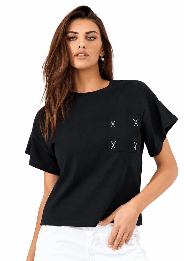 Maglia Donna Jadea Nera 4624 Mezza Manica in Cotone