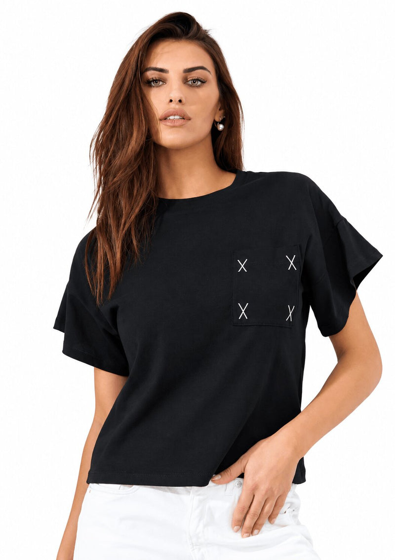 Maglia Donna Jadea Nera 4624 Mezza Manica in Cotone