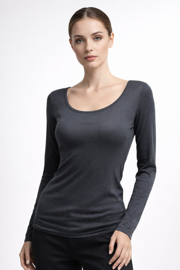 Maglia Donna Manica Lunga Krizia 8638 in Viscosa Elasticizzata a Costina
