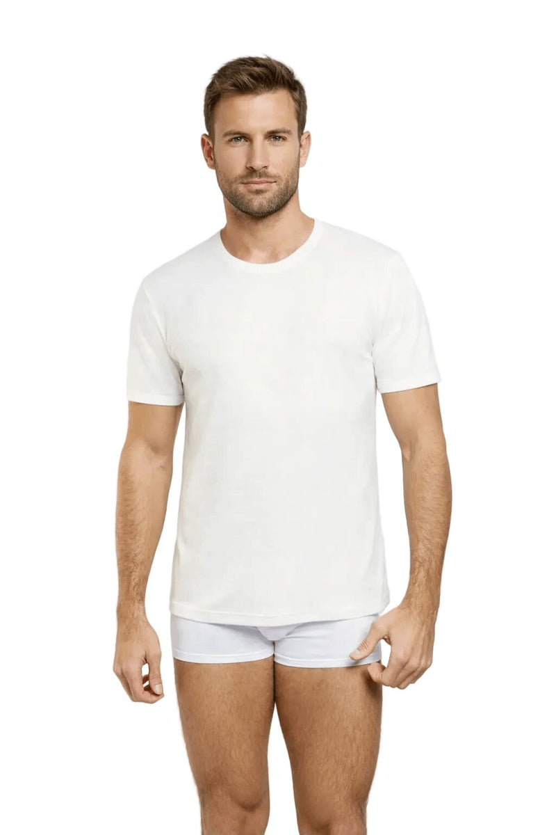 Maglia Intima Uomo Bianca Nottingham TM18 Mezza Manica Lana e Cotone