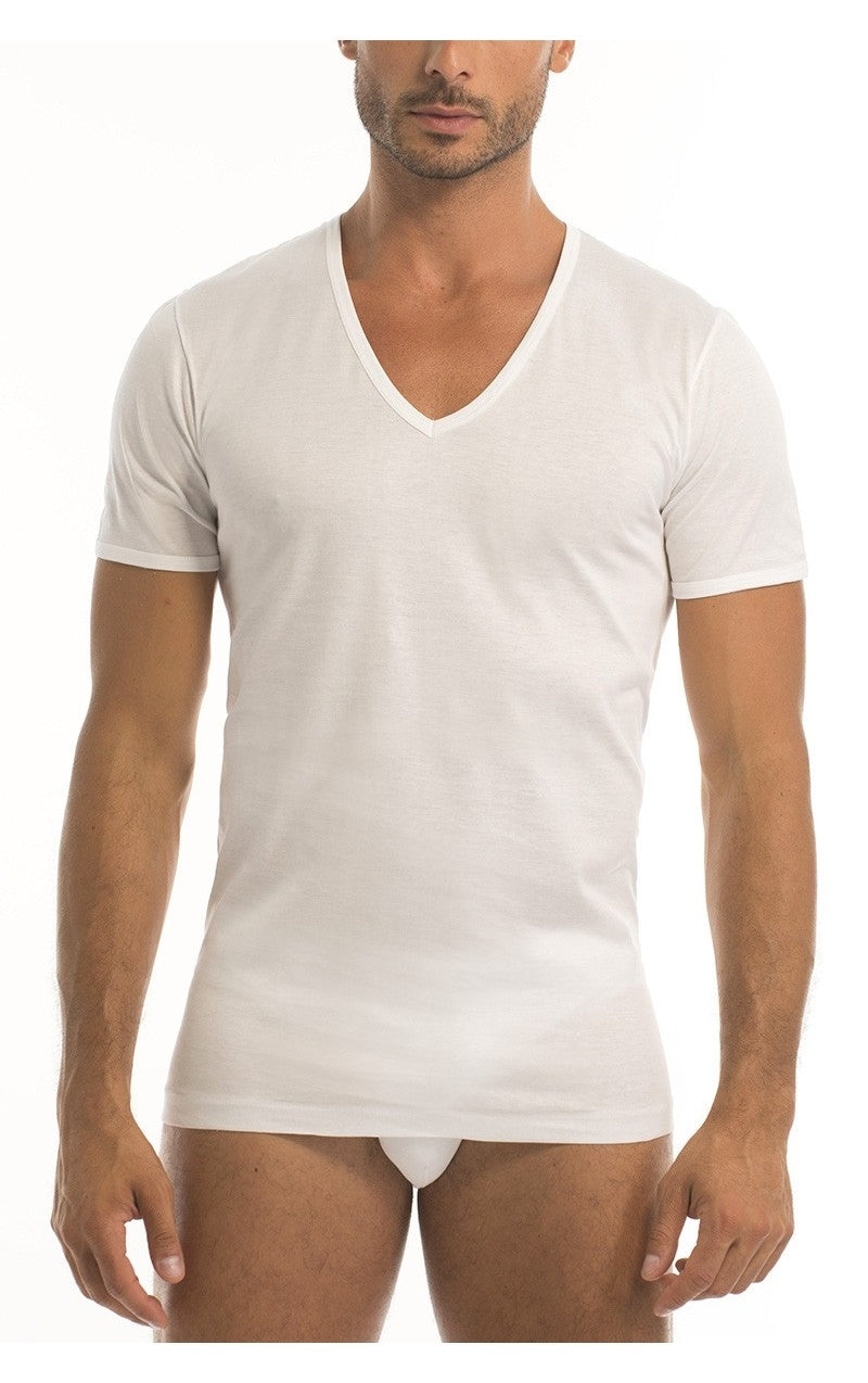 Maglia Intima Uomo Garda 046 con Scollo a V Profondo in cotone 100% nera
