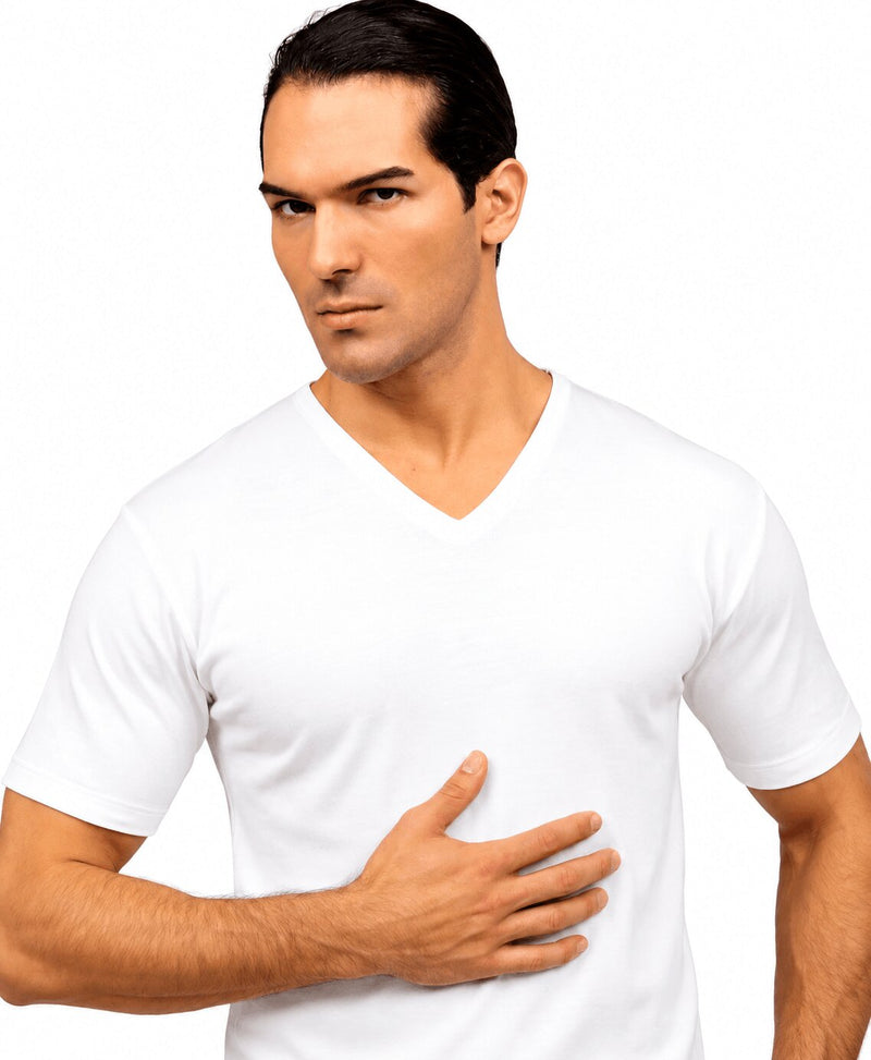 Maglia Intima Uomo Likos 40032 Mezza Manica Scollo a V in Caldo Cotone